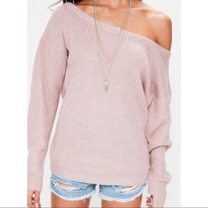 Missguided Blush Pink Off Shoulder Sweater Jumper